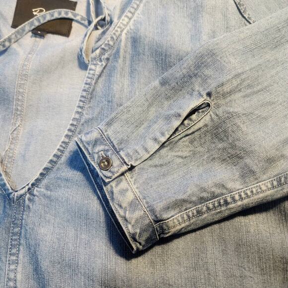 Rails Dress Womens L Mel Drop Waist Denim Fringe vintage wash cowgirl southwest - Picture 11 of 11